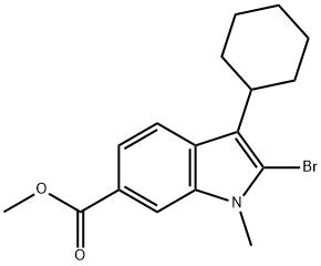 2-溴-3-环己基-1-甲基-1H-吲哚-6-羧酸甲酯 结构式