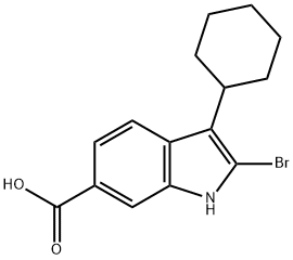 2-溴-3-环己基-1H-吲哚-6-羧酸 结构式