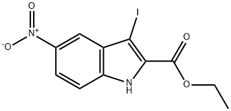 3-碘-5-硝基-1H-吲哚-2-羧酸乙酯 结构式