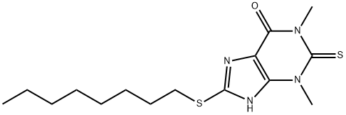 1,2,3,7-Tetrahydro-1,3-dimethyl-8-(octylthio)-2-thioxo-6H-purin-6-one 结构式