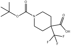 N-BOC-4-三氟甲基哌啶-4-甲酸 结构式