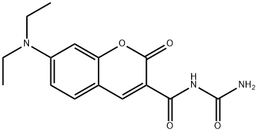 N-(aminocarbonyl)-7-(diethylamino)-2-oxo-2H-1-benzopyran-3-carboxamide 结构式