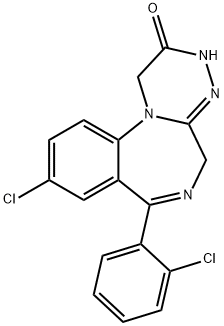 9-chloro-7-(2-chlorophenyl)-3,5-dihydro-(1,2,4)triazino(4,3-a)(1,4)benzodiazepin-2(1H)-one 结构式