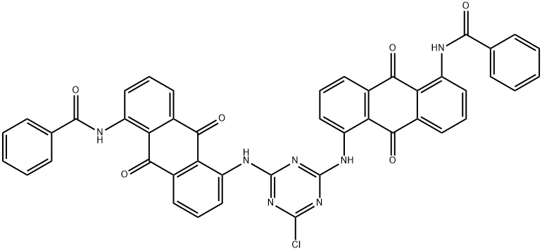 N,N'-[(6-chloro-1,3,5-triazine-2,4-diyl)bis[imino(9,10-dihydro-9,10-dioxoanthracene-5,1-diyl)]]bis(benzamide) 结构式