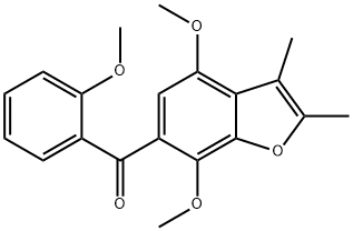 4,7-Dimethoxy-2,3-dimethyl-6-(o-methoxybenzoyl)benzofuran 结构式