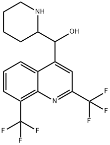 alpha-2-piperidyl-2,8-bis(trifluoromethyl)quinoline-4-methanol 结构式