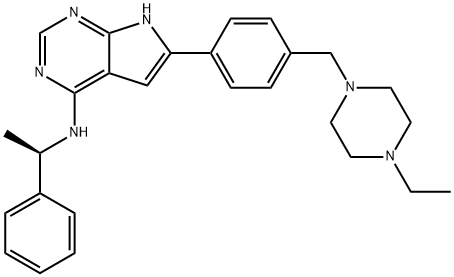 6-[4-[(4-乙基-1-哌嗪)甲基]苯基]-N-[(1R)-1-苯基乙基]-7H-吡咯并[2,3-D]嘧啶-4-胺 结构式