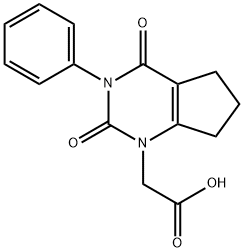 2,3,4,5,6,7-Hexahydro-2,4-dioxo-3-phenyl-1H-cyclopentapyrimidine-1-acetic acid 结构式