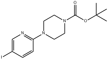 4-(5-碘-2-吡啶基)胡椒嗪-1-羧酸叔丁酯 结构式