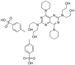 2,2',2'',2'''-[(4,8-dipiperidinopyrimido[5,4-d]pyrimidine-2,6-diyl)dinitrilo]tetraethanol bis(toluene-p-sulphonate) 结构式