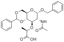 2-[[7-(ACETYLAMINO)-6-(BENZYLOXY)-2-PHENYLPERHYDROPYRANO[3,2-D][1,3]DIOXIN-8-YL]OXY]PROPANOIC ACID 结构式