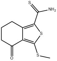 3-(METHYLTHIO)-4-OXO-4,5,6,7-TETRAHYDRO-2-BENZOTHIOPHENE-1-CARBOTHIOAMIDE 结构式