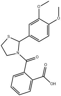 Benzoic acid, 2-[[2-(3,4-dimethoxyphenyl)-3-thiazolidinyl]carbonyl]- (9CI) 结构式