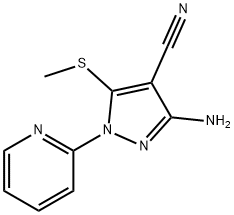 1H-PYRAZOLE-4-CARBONITRILE, 3-AMINO-5-(METHYLTHIO)-1-(2-PYRIDINYL)- 结构式