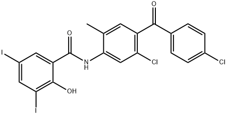 N-[5-Chloro-4-(4-chlorobenzoyl)-2-Methylphenyl]-2-hydroxy-3,5-diiodo-benzaMide 结构式