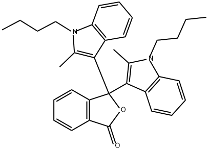 3,3-双(1-丁基-2-甲基-1H-吲哚-3-基)-1(3H)-异苯并呋喃酮 结构式