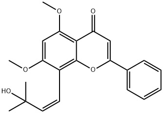 8-[(Z)-3-Hydroxy-3-methyl-1-butenyl]-5,7-dimethoxy-2-phenyl-4H-1-benzopyran-4-one 结构式