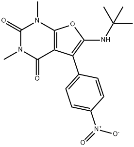 Furo[2,3-d]pyrimidine-2,4(1H,3H)-dione,  6-[(1,1-dimethylethyl)amino]-1,3-dimethyl-5-(4-nitrophenyl)- 结构式