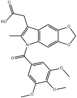 6-Methyl-5-(3,4,5-trimethoxybenzoyl)-5H-1,3-dioxolo[4,5-f]indole-7-acetic acid 结构式