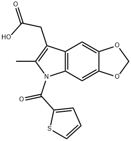 6-Methyl-5-(2-thenoyl)-5H-1,3-dioxolo[4,5-f]indole-7-acetic acid 结构式