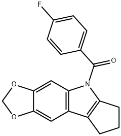 5,6,7,8-Tetrahydro-5-(p-fluorobenzoyl)cyclopenta[b]-1,3-dioxolo[4,5-f]indole 结构式