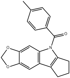 5,6,7,8-Tetrahydro-5-(p-toluoyl)cyclopenta[b]-1,3-dioxolo[4,5-f]indole 结构式