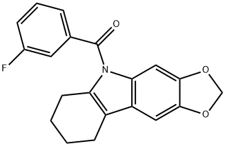 5-(3-Fluorobenzoyl)-6,7,8,9-tetrahydro-5H-1,3-dioxolo[4,5-b]carbazole 结构式