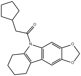 5-(Cyclopentylacetyl)-6,7,8,9-tetrahydro-5H-1,3-dioxolo[4,5-b]carbazole 结构式