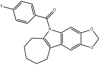 5,6,7,8,9,10-Hexahydro-5-(p-fluorobenzoyl)cyclohepta[b]-1,3-dioxolo[4,5-f]indole 结构式