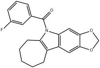 5,6,7,8,9,10-Hexahydro-5-(m-fluorobenzoyl)cyclohepta[b]-1,3-dioxolo[4,5-f]indole 结构式