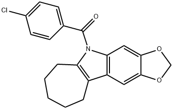 5,6,7,8,9,10-Hexahydro-5-(p-chlorobenzoyl)cyclohepta[b]-1,3-dioxolo[4,5-f]indole 结构式
