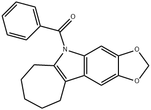 5,6,7,8,9,10-Hexahydro-5-benzoylcyclohepta[b]-1,3-dioxolo[4,5-f]indole 结构式