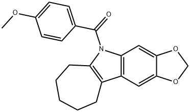 5,6,7,8,9,10-Hexahydro-5-(p-anisoyl)cyclohepta[b]-1,3-dioxolo[4,5-f]indole 结构式