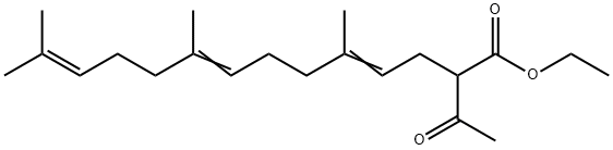 2-Acetyl-5,9,13-trimethyl-4,8,12-tetradecatrienoic acid ethyl ester 结构式