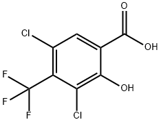 3,5-DICHLORO-2-HYDROXY-4-(TRIFLUOROMETHYL)BENZOIC ACID 结构式