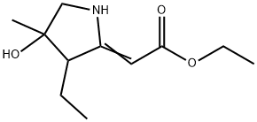 Acetic acid, (3-ethyl-4-hydroxy-4-methyl-2-pyrrolidinylidene)-, ethyl ester (9CI) 结构式