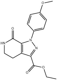1-(4-甲氧基苯基)-7-氧代-4,5,6,7-四氢-1H-吡唑并[3,4-C]吡啶-3-羧酸乙酯 结构式