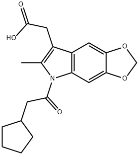 5-(Cyclopentylacetyl)-6-methyl-5H-1,3-dioxolo[4,5-f]indole-7-acetic acid 结构式