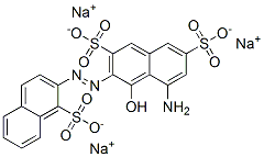 2,7-萘二磺酸-5-氨基-4-羟基-3-[(1-磺基-2-萘基)偶氮]三钠盐	 结构式