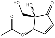 (4S,5S)-4-Acetoxy-5-hydroxy-5-hydroxymethyl-2-cyclopenten-1-one 结构式