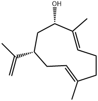 (1S,2E,6E,9S)-2,6-Dimethyl-9-(1-methylethenyl)-2,6-cyclodecadien-1-ol 结构式