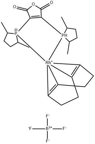 (-)-2,3-双[(2R,5R)-2,5-二甲基磷]马来酸酐(1,5-环辛二烯)四氟硼酸铑(I) 结构式