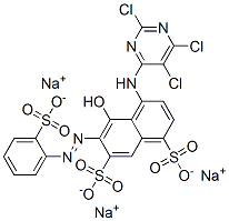 5-Hydroxy-6-[(2-sulfophenyl)azo]-4-[(2,5,6-trichloro-4-pyrimidinyl)amino]-1,7-naphthalenedisulfonic acid trisodium salt 结构式