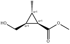 Cyclopropanecarboxylic acid, 2-(hydroxymethyl)-3-methyl-, methyl ester, 结构式
