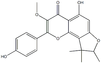 (-)-8,9-Dihydro-5-hydroxy-2-(4-hydroxyphenyl)-3-methoxy-8,9,9-trimethyl-4H-furo[2,3-h]-1-benzopyran-4-one 结构式