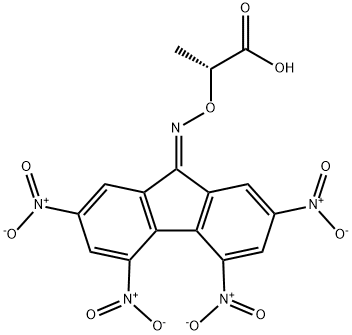 (-)-2-(2,4,5,7-四硝基-9-亚芴基氨氧基)丙酸 结构式