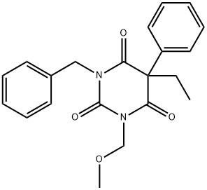 1-benzyl-5-ethyl-3-(methoxymethyl)-5-phenyl-1,3-diazinane-2,4,6-trione 结构式