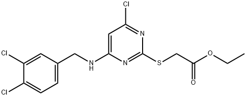 [[4-Chloro-6-[[(3,4-dichlorophenyl)methyl]amino]-2-pyrimidinyl]thio]acetic acid ethyl ester 结构式