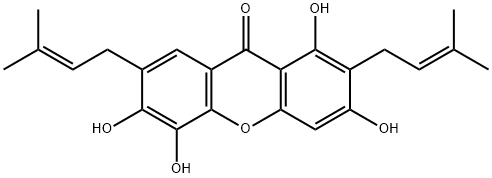 1,3,5,6-Tetrahydroxy-2,7-bis(3-methyl-2-butenyl)-9H-xanthen-9-one 结构式