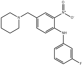 N-(3-氟苯基)-2-硝基-4-(1-哌啶基甲基)苯胺 结构式